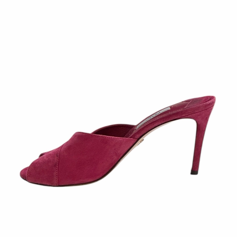 Prada Fuchsia Suede Crisscross Heeled Mules Size 37 - Picture 5 of 11